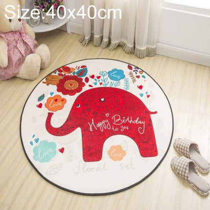 Circular Water Uptake Carpet Floot Mat Cartoon Door Mat, Diameter: 40cm(Elephant)-garmade.com