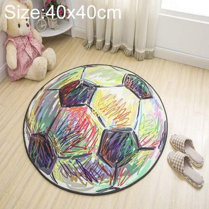 Circular Water Uptake Carpet Floot Mat Cartoon Door Mat, Diameter: 40cm(Football)-garmade.com