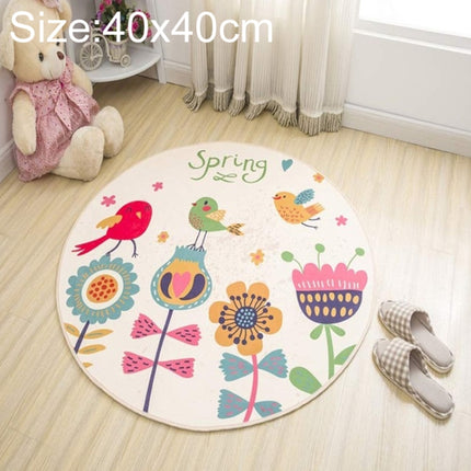 Circular Water Uptake Carpet Floot Mat Cartoon Door Mat, Diameter: 40cm(Bird)-garmade.com