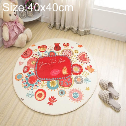 Circular Water Uptake Carpet Floot Mat Cartoon Door Mat, Diameter: 40cm(Flower)-garmade.com