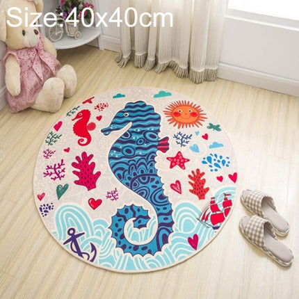 Circular Water Uptake Carpet Floot Mat Cartoon Door Mat, Diameter: 40cm(Seahorse)-garmade.com