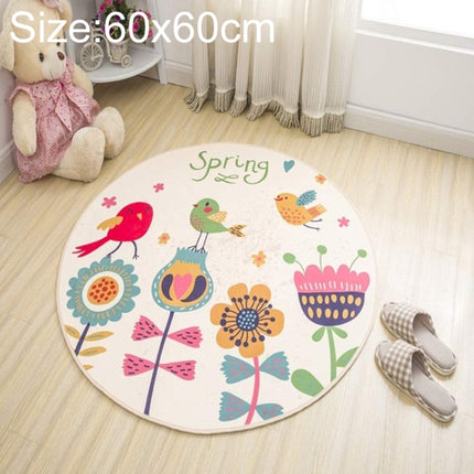 Circular Water Uptake Carpet Floot Mat Cartoon Door Mat, Diameter: 60cm(Bird)-garmade.com