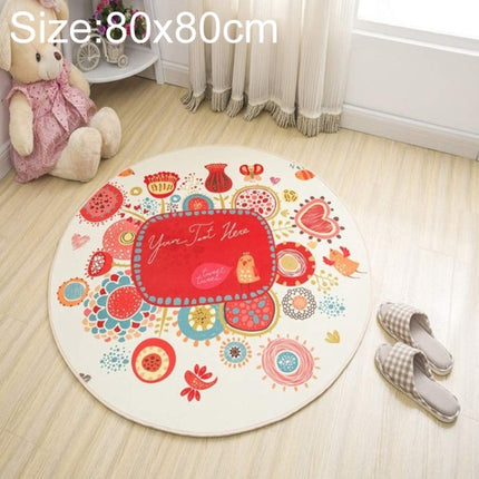 Circular Water Uptake Carpet Floot Mat Cartoon Door Mat, Diameter: 80cm(Flower)-garmade.com