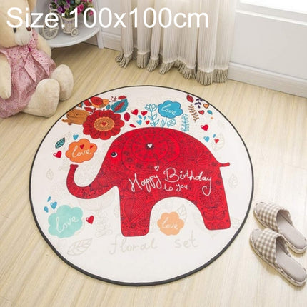 Circular Water Uptake Carpet Floot Mat Cartoon Door Mat, Diameter: 100cm(Elephant)-garmade.com