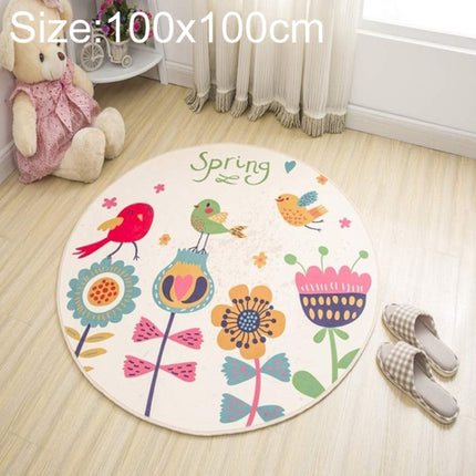 Circular Water Uptake Carpet Floot Mat Cartoon Door Mat, Diameter: 100cm(Bird)-garmade.com