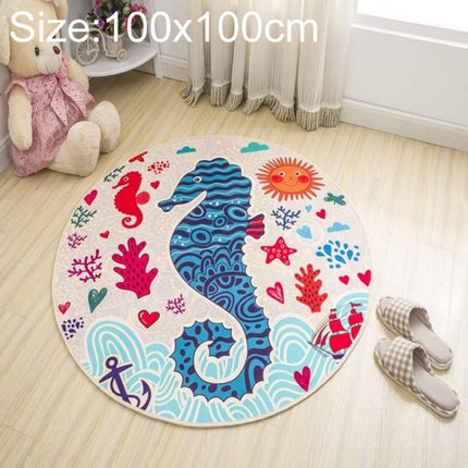 Circular Water Uptake Carpet Floot Mat Cartoon Door Mat, Diameter: 100cm(Seahorse)-garmade.com