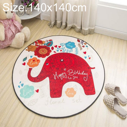 Circular Water Uptake Carpet Floot Mat Cartoon Door Mat, Diameter: 140cm(Elephant)-garmade.com