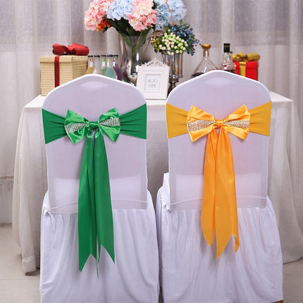 For Wedding Events Party Ceremony Banquet Christmas Decoration Chair Sash Bow Elastic Chair Ribbon Back Tie Bands Chair Sashes(Milky)-garmade.com