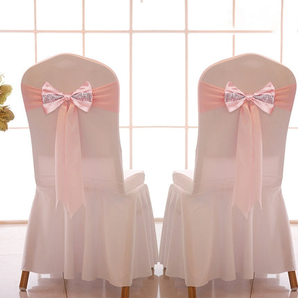 For Wedding Events Party Ceremony Banquet Christmas Decoration Chair Sash Bow Elastic Chair Ribbon Back Tie Bands Chair Sashes(Pink)-garmade.com