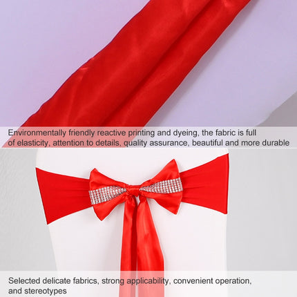 For Wedding Events Party Ceremony Banquet Christmas Decoration Chair Sash Bow Elastic Chair Ribbon Back Tie Bands Chair Sashes(Wine Red)-garmade.com