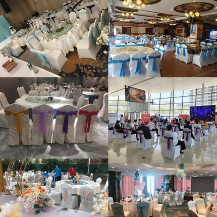 For Wedding Events Party Ceremony Banquet Christmas Decoration Chair Sash Bow Elastic Chair Ribbon Back Tie Bands Chair Sashes(Champagne)-garmade.com