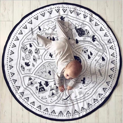 Cotton Canvas Children Room Decoration Game Mat(135cmx135cm)-garmade.com