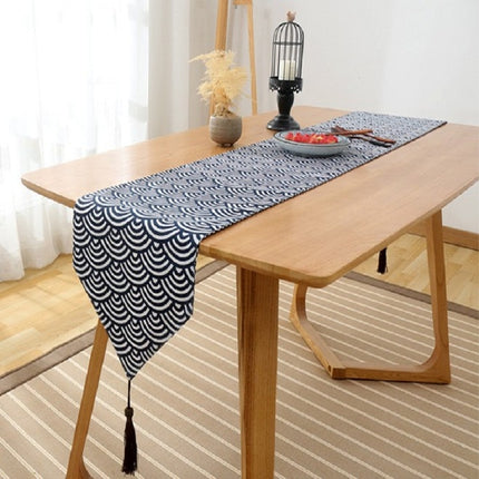 Cotton Linen Tea Table Dining Table Table Flag Retro Tablecloth, Size:30x200cm(Scale)-garmade.com