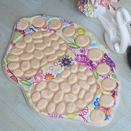 Foot-type 3D Pebbles Embossed Ankle Anti Slip Absorbent Mat, Size:40x60cm(Color Flowers)-garmade.com