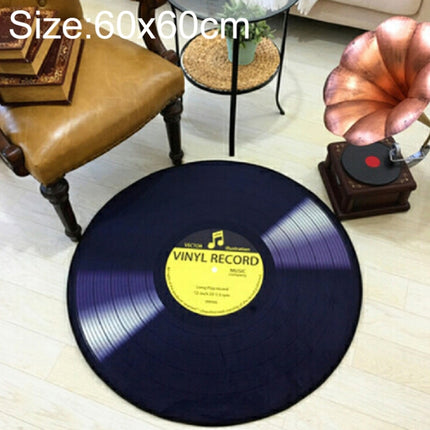 Creative Retro 3D DVR Record Carpet Round CD Floor Mat Home Decor Living Room Kid Bedroom Decoration Rug, Diameter 60cm(Yellow)-garmade.com