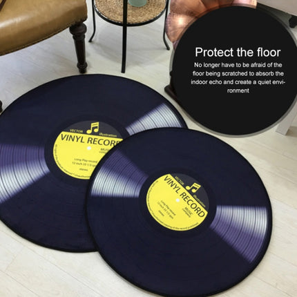 Creative Retro 3D DVR Record Carpet Round CD Floor Mat Home Decor Living Room Kid Bedroom Decoration Rug, Diameter 60cm(Yellow)-garmade.com