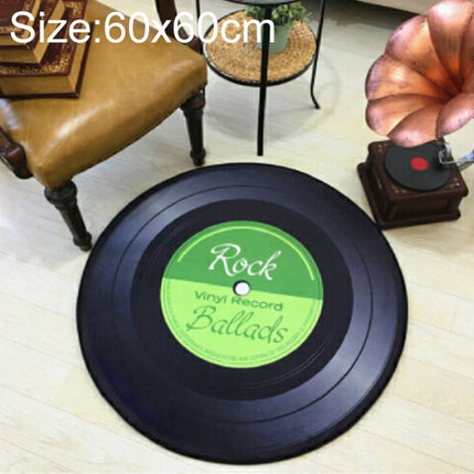 Creative Retro 3D DVR Record Carpet Round CD Floor Mat Home Decor Living Room Kid Bedroom Decoration Rug, Diameter 60cm(Green)-garmade.com