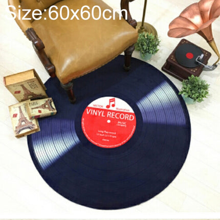 Creative Retro 3D DVR Record Carpet Round CD Floor Mat Home Decor Living Room Kid Bedroom Decoration Rug, Diameter 60cm(Red)-garmade.com