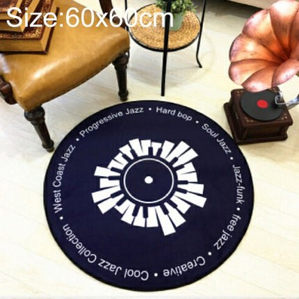 Creative Retro 3D DVR Record Carpet Round CD Floor Mat Home Decor Living Room Kid Bedroom Decoration Rug, Diameter 60cm(Black+White)-garmade.com