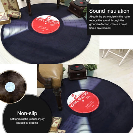 Creative Retro 3D DVR Record Carpet Round CD Floor Mat Home Decor Living Room Kid Bedroom Decoration Rug, Diameter 60cm(Black+White)-garmade.com