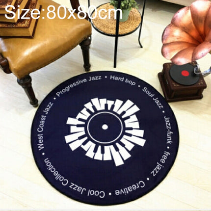 Creative Retro 3D DVR Record Carpet Round CD Floor Mat Home Decor Living Room Kid Bedroom Decoration Rug, Diameter 80cm(Black+White)-garmade.com