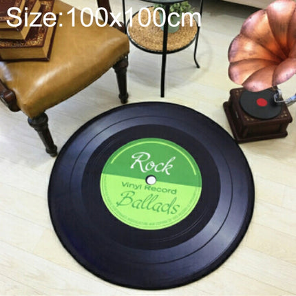 Creative Retro 3D DVR Record Carpet Round CD Floor Mat Home Decor Living Room Kid Bedroom Decoration Rug, Diameter 100cm(Green)-garmade.com