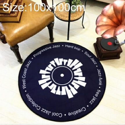 Creative Retro 3D DVR Record Carpet Round CD Floor Mat Home Decor Living Room Kid Bedroom Decoration Rug, Diameter 100cm(Black+White)-garmade.com