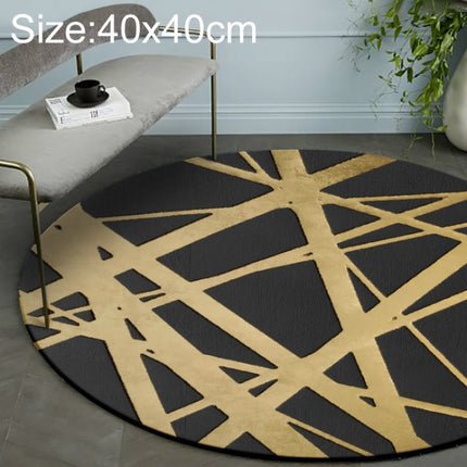 Luxury 3D Round Carpets Nordic style Pattern Rug, Color:Black Golden, Size:Diameter: 40cm-garmade.com