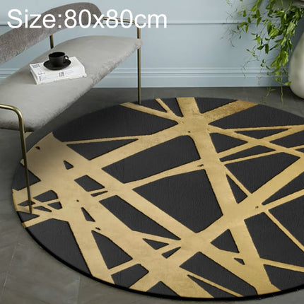 Luxury 3D Round Carpets Nordic style Pattern Rug, Color:Black Golden, Size:Diameter: 80cm-garmade.com