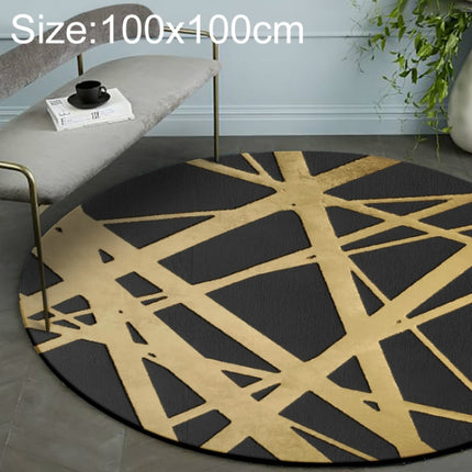 Luxury 3D Round Carpets Nordic style Pattern Rug, Color:Black Golden, Size:Diameter: 100cm-garmade.com