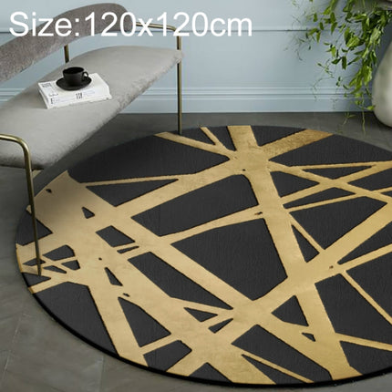 Luxury 3D Round Carpets Nordic style Pattern Rug, Color:Black Golden, Size:Diameter: 120cm-garmade.com