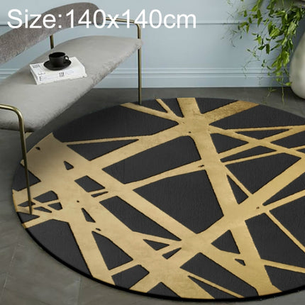 Luxury 3D Round Carpets Nordic style Pattern Rug, Color:Black Golden, Size:Diameter: 140cm-garmade.com