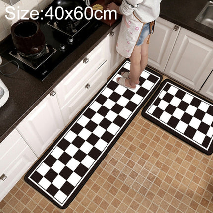 Geometric Lattice Carpet Kitchen Bath Antiskid Mat, Size:40x60cm(Black White Plaid)-garmade.com