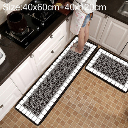 Geometric Lattice Carpet Kitchen Bath Antiskid Mat, Size:40x60cm + 40x120cm(Geometric European)-garmade.com