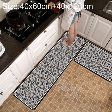 Geometric Lattice Carpet Kitchen Bath Antiskid Mat, Size:40x60cm + 40x120cm(Geometric Gray)-garmade.com