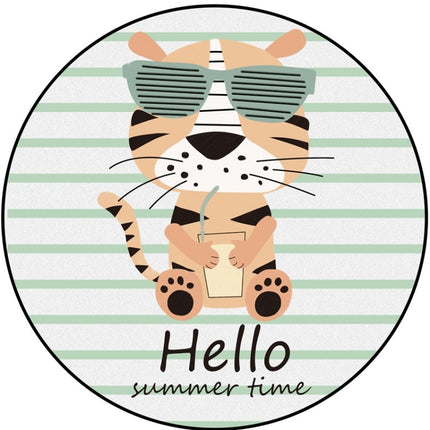 Cartoon Pattern Round Soft Fluffy Crystal Velvet Home Rugs Child Room Game Carpets, Size:Diameter: 100cm(Tiger)-garmade.com