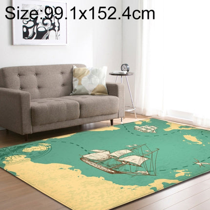 Retro Mat Flannel Velvet Carpet Play Basketball Game Mats Baby Crawling Bed Rugs, Size:99.1x152.4cm(Sailing)-garmade.com