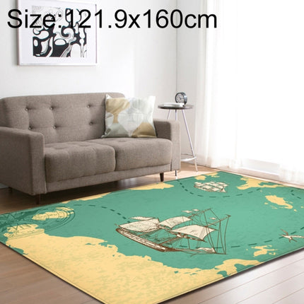 Retro Mat Flannel Velvet Carpet Play Basketball Game Mats Baby Crawling Bed Rugs, Size:121.9x160cm(Sailing)-garmade.com