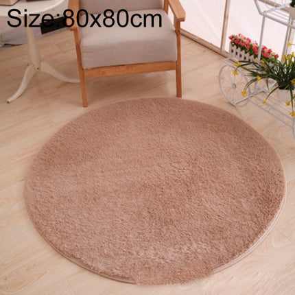 KSolid Round Carpet Soft Fleece Mat Anti-Slip Area Rug Kids Bedroom Door Mats, Size:Diameter: 80cm(Light Tan)-garmade.com