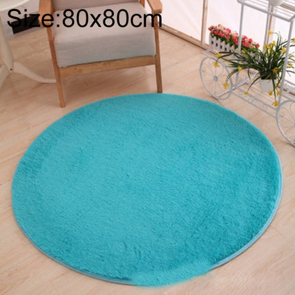 KSolid Round Carpet Soft Fleece Mat Anti-Slip Area Rug Kids Bedroom Door Mats, Size:Diameter: 80cm(Blue)-garmade.com