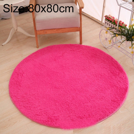 KSolid Round Carpet Soft Fleece Mat Anti-Slip Area Rug Kids Bedroom Door Mats, Size:Diameter: 80cm(Rose Red)-garmade.com