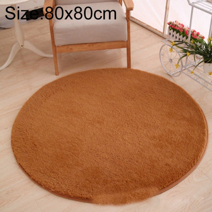 KSolid Round Carpet Soft Fleece Mat Anti-Slip Area Rug Kids Bedroom Door Mats, Size:Diameter: 80cm(Khaki)-garmade.com