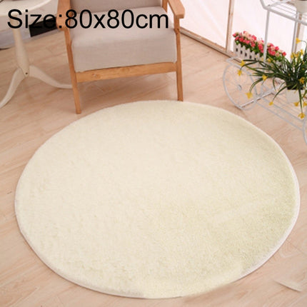 KSolid Round Carpet Soft Fleece Mat Anti-Slip Area Rug Kids Bedroom Door Mats, Size:Diameter: 80cm(White)-garmade.com