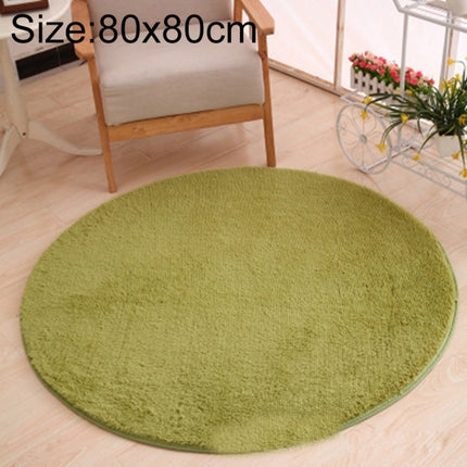 KSolid Round Carpet Soft Fleece Mat Anti-Slip Area Rug Kids Bedroom Door Mats, Size:Diameter: 80cm(Grass Green)-garmade.com