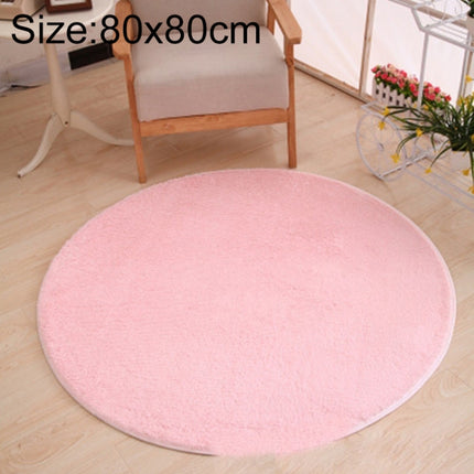 KSolid Round Carpet Soft Fleece Mat Anti-Slip Area Rug Kids Bedroom Door Mats, Size:Diameter: 80cm(Pink)-garmade.com