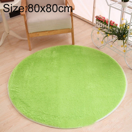 KSolid Round Carpet Soft Fleece Mat Anti-Slip Area Rug Kids Bedroom Door Mats, Size:Diameter: 80cm(Candy Green)-garmade.com
