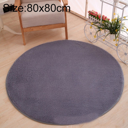KSolid Round Carpet Soft Fleece Mat Anti-Slip Area Rug Kids Bedroom Door Mats, Size:Diameter: 80cm(Silver Grey)-garmade.com