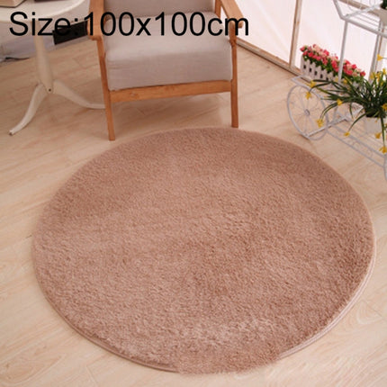 KSolid Round Carpet Soft Fleece Mat Anti-Slip Area Rug Kids Bedroom Door Mats, Size:Diameter: 100cm(Light Tan)-garmade.com