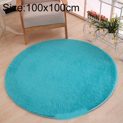 KSolid Round Carpet Soft Fleece Mat Anti-Slip Area Rug Kids Bedroom Door Mats, Size:Diameter: 100cm(Blue)-garmade.com
