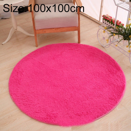 KSolid Round Carpet Soft Fleece Mat Anti-Slip Area Rug Kids Bedroom Door Mats, Size:Diameter: 100cm(Rose Red)-garmade.com